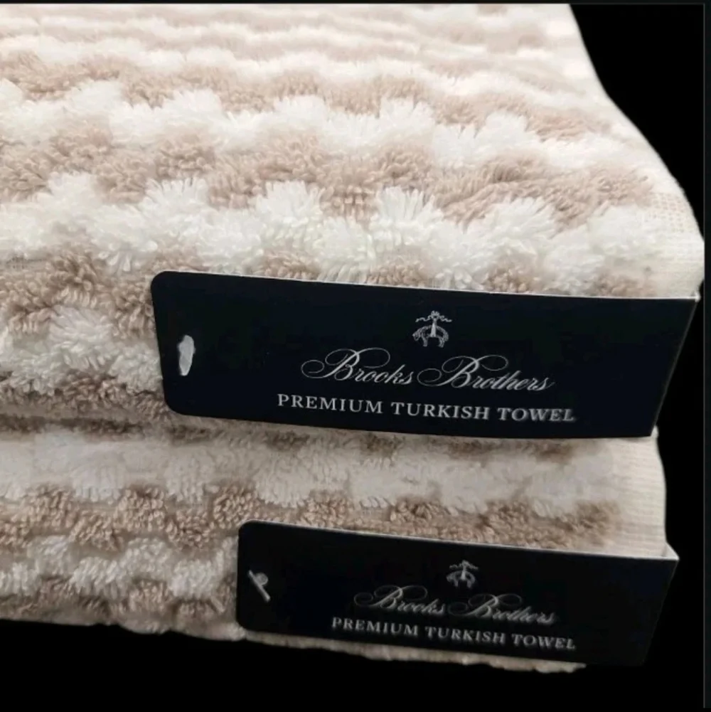 6pc BROOKS BROTHERS Tan White THICK PLUSH Bath Hand Tip TURKISH Towel Set New - Picture 6 of 8
